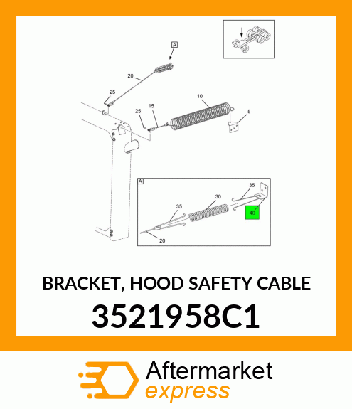 BRACKET, HOOD SAFETY CABLE 3521958C1