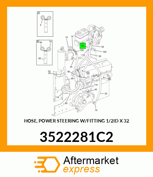 HOSE, POWER STEERING W/FITTING 1/2"ID X 32" 3522281C2