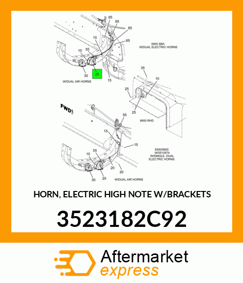 HORN, ELECTRIC HIGH NOTE W/BRACKETS 3523182C92