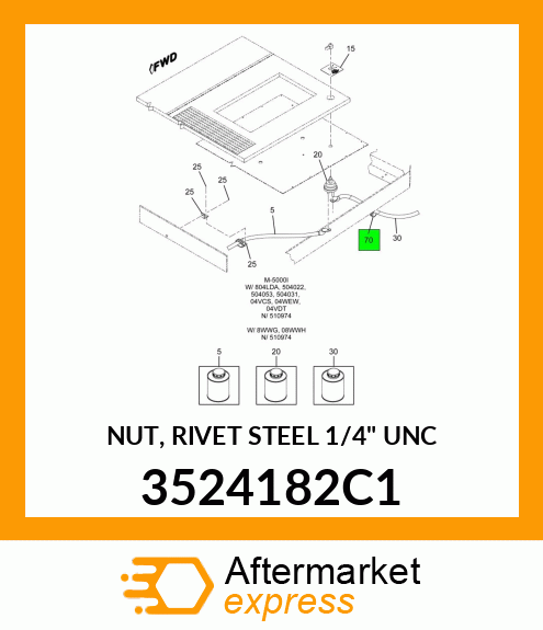 NUT, RIVET STEEL 1/4" UNC 3524182C1