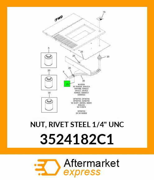 NUT, RIVET STEEL 1/4" UNC 3524182C1