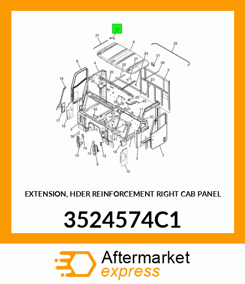 EXTENSION, HDER REINFORCEMENT RIGHT CAB PANEL 3524574C1