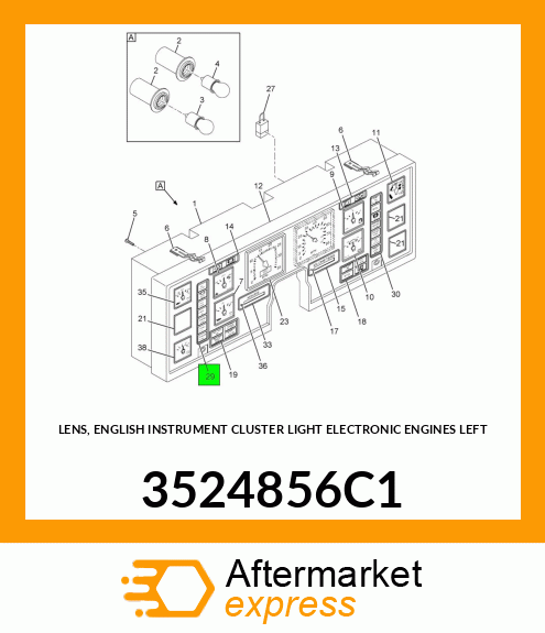 LENS, ENGLISH INSTRUMENT CLUSTER LIGHT ELECTRONIC ENGINES LEFT 3524856C1
