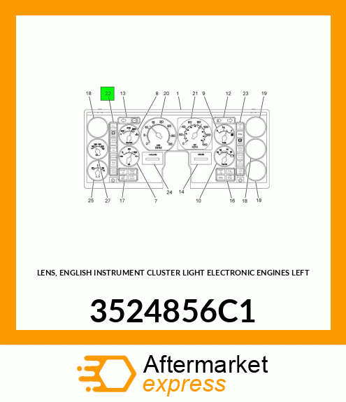 LENS, ENGLISH INSTRUMENT CLUSTER LIGHT ELECTRONIC ENGINES LEFT 3524856C1