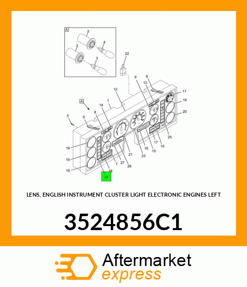 LENS, ENGLISH INSTRUMENT CLUSTER LIGHT ELECTRONIC ENGINES LEFT 3524856C1