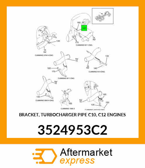 BRACKET, TURBOCHARGER PIPE C10, C12 ENGINES 3524953C2