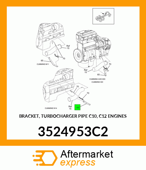 BRACKET, TURBOCHARGER PIPE C10, C12 ENGINES 3524953C2