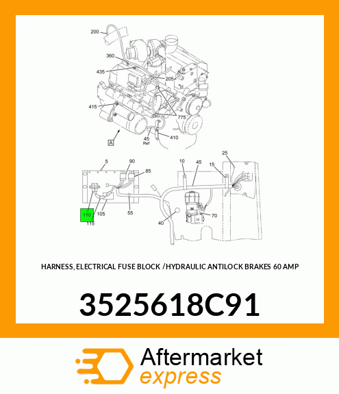 HARNESS, ELECTRICAL FUSE BLOCK /HYDRAULIC ANTILOCK BRAKES 60 AMP 3525618C91