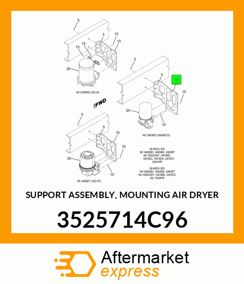 SUPPORT ASSEMBLY, MOUNTING AIR DRYER 3525714C96