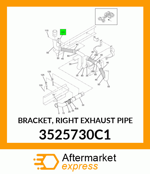 BRACKET, RIGHT EXHAUST PIPE 3525730C1