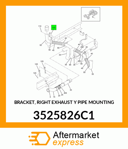 BRACKET, RIGHT EXHAUST "Y" PIPE MOUNTING 3525826C1