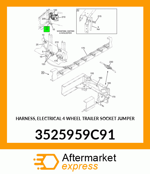 HARNESS, ELECTRICAL 4 WHEEL TRAILER SOCKET JUMPER 3525959C91
