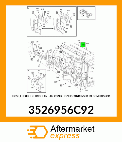 HOSE, FLEXIBLE REFRIGERANT AIR CONDITIONER CONDENSER TO COMPRESSOR 3526956C92