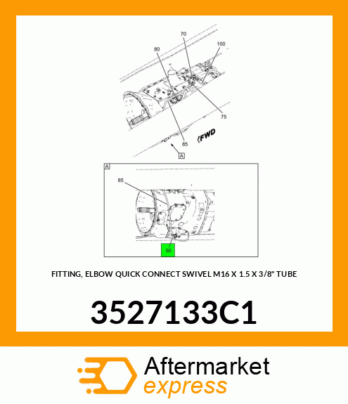 FITTING, ELBOW QUICK CONNECT SWIVEL M16 X 1.5 X 3/8" TUBE 3527133C1