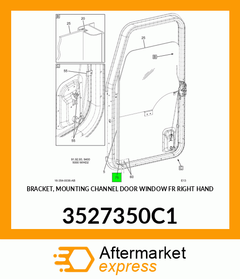 BRACKET, MOUNTING CHANNEL DOOR WINDOW FR RIGHT HAND 3527350C1