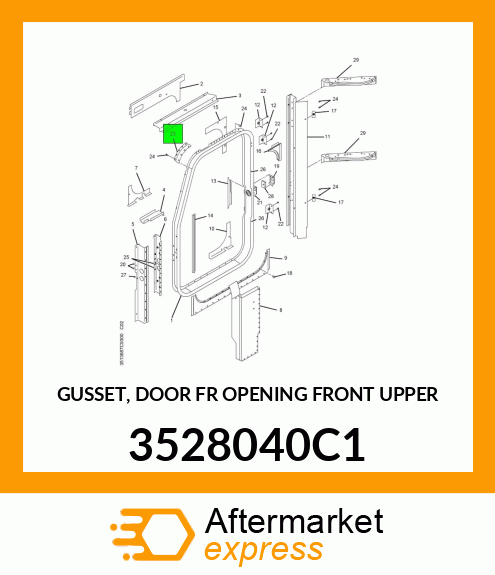 GUSSET, DOOR FR OPENING FRONT UPPER 3528040C1