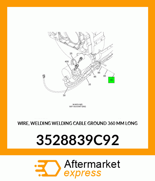 WIRE, WELDING WELDING CABLE GROUND 360 MM LONG 3528839C92