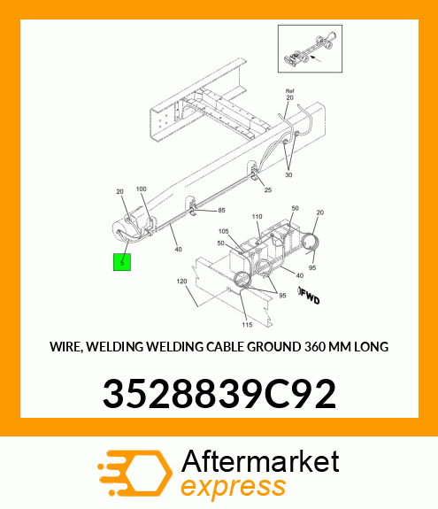 WIRE, WELDING WELDING CABLE GROUND 360 MM LONG 3528839C92