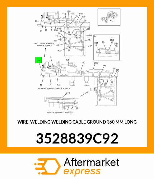 WIRE, WELDING WELDING CABLE GROUND 360 MM LONG 3528839C92