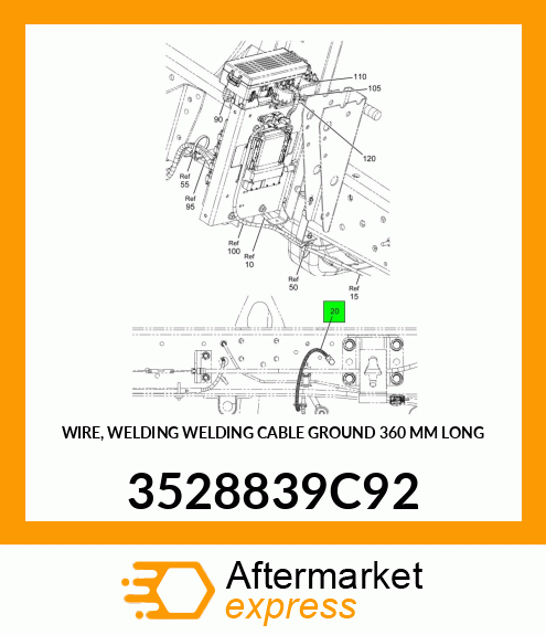 WIRE, WELDING WELDING CABLE GROUND 360 MM LONG 3528839C92