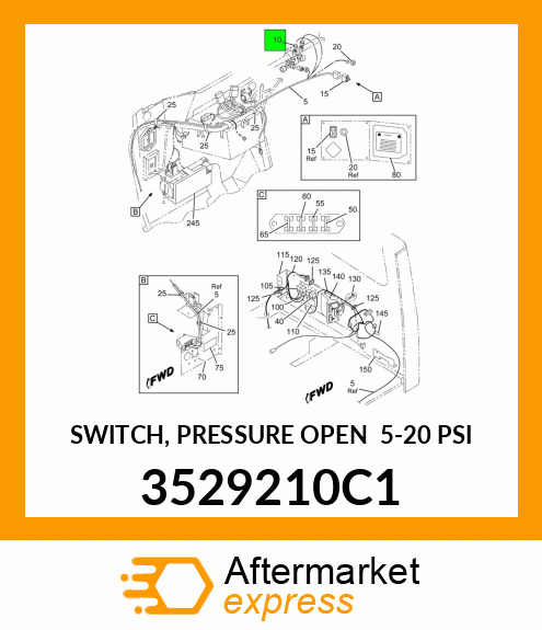 SWITCH, PRESSURE OPEN @ 5-20 PSI 3529210C1