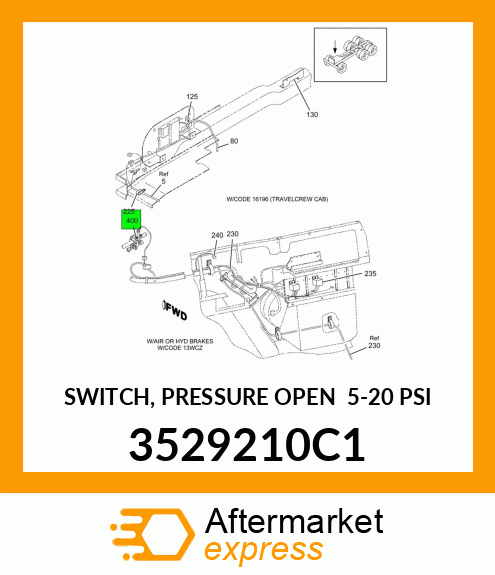 SWITCH, PRESSURE OPEN @ 5-20 PSI 3529210C1