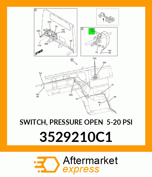 SWITCH, PRESSURE OPEN @ 5-20 PSI 3529210C1