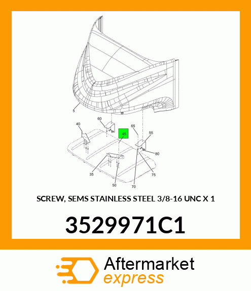 SCREW, SEMS STAINLESS STEEL 3/8"-16 UNC X 1" 3529971C1