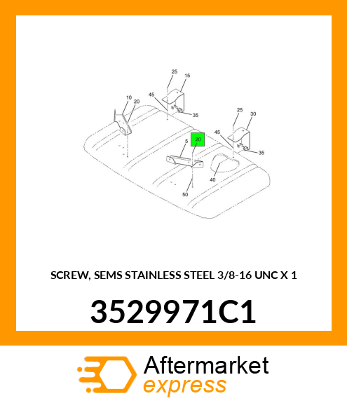 SCREW, SEMS STAINLESS STEEL 3/8"-16 UNC X 1" 3529971C1