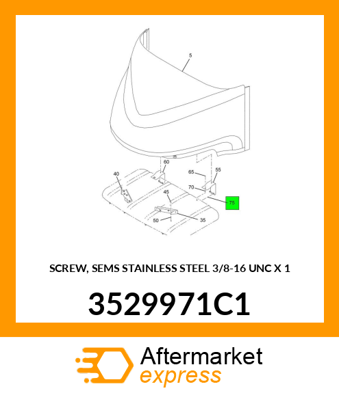SCREW, SEMS STAINLESS STEEL 3/8"-16 UNC X 1" 3529971C1