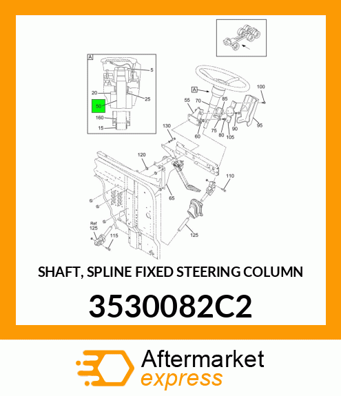 SHAFT, SPLINE FIXED STEERING COLUMN 3530082C2