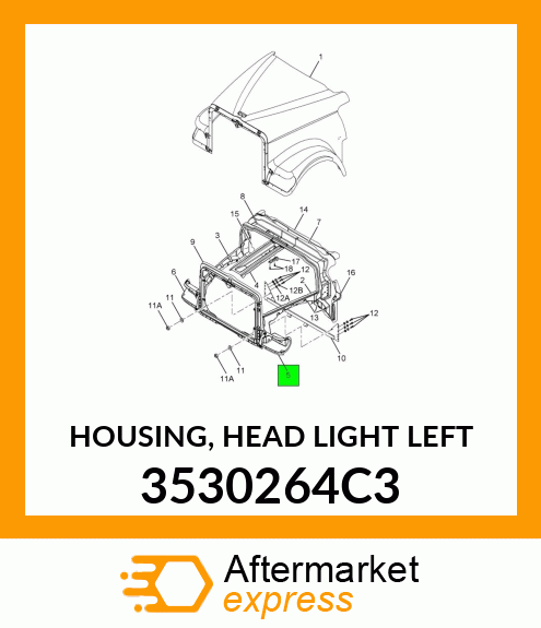 HOUSING, HEAD LIGHT LEFT 3530264C3