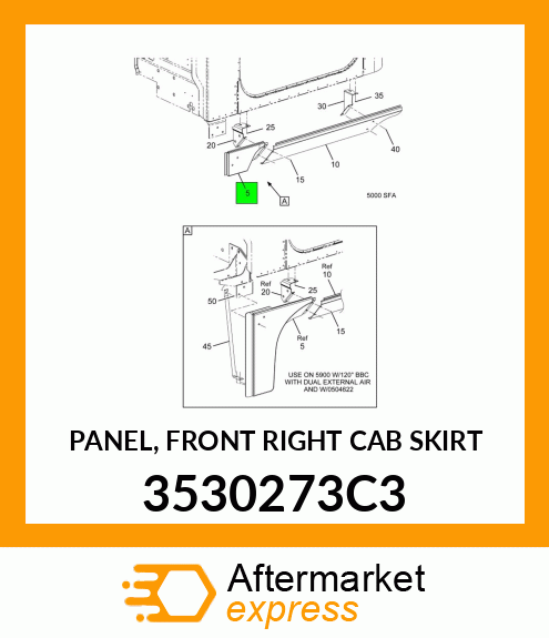 PANEL, FRONT RIGHT CAB SKIRT 3530273C3