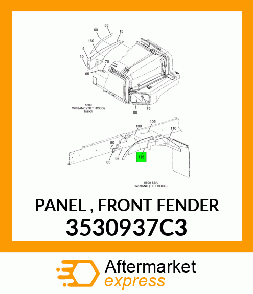 PANEL , FRONT FENDER 3530937C3