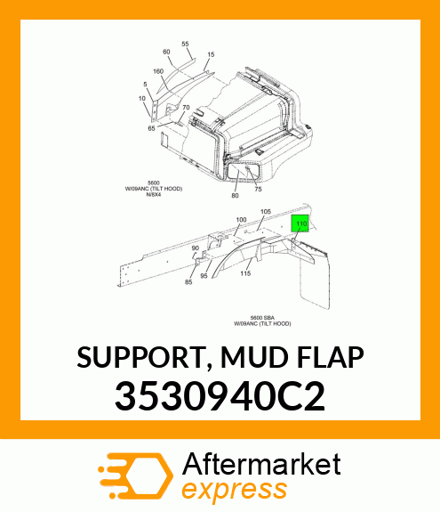 SUPPORT, MUD FLAP 3530940C2