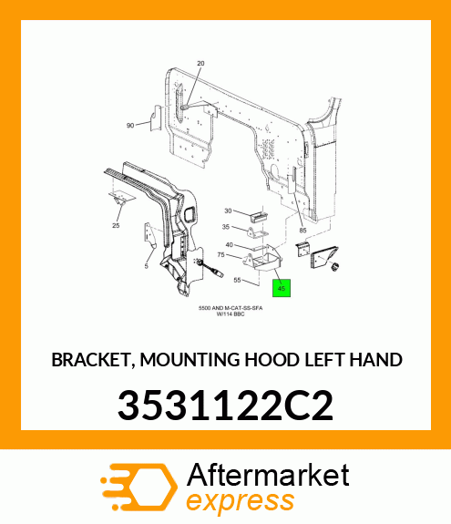 BRACKET, MOUNTING HOOD LEFT HAND 3531122C2