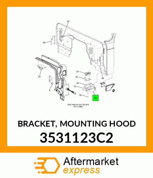 BRACKET, MOUNTING HOOD 3531123C2