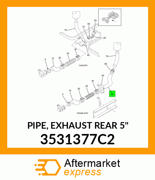 PIPE, EXHAUST REAR 5" 3531377C2
