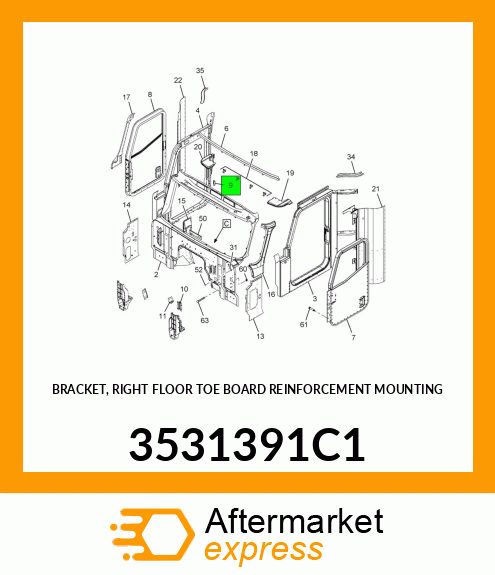 BRACKET, RIGHT FLOOR TOE BOARD REINFORCEMENT MOUNTING 3531391C1