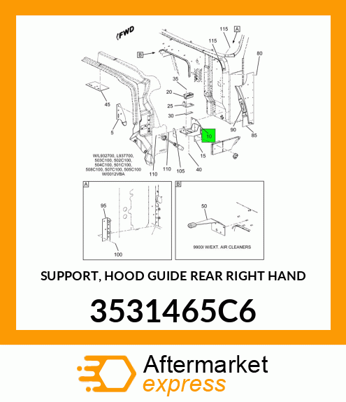 SUPPORT, HOOD GUIDE REAR RIGHT HAND 3531465C6