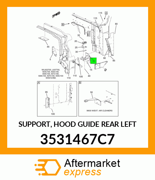 SUPPORT, HOOD GUIDE REAR LEFT 3531467C7