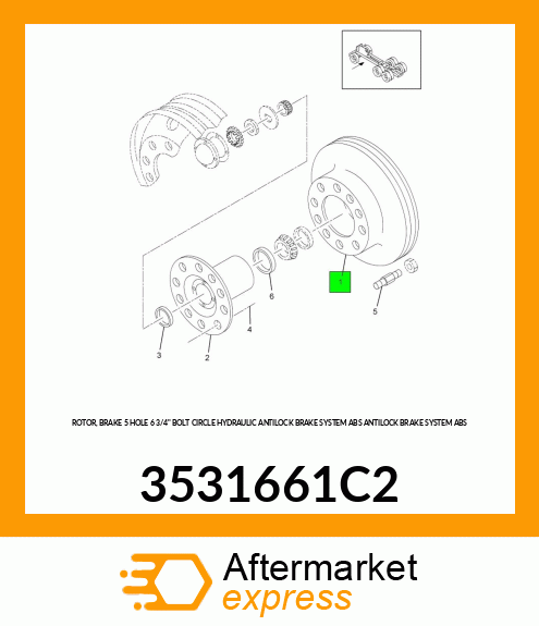 ROTOR, BRAKE 5 HOLE 6 3/4" BOLT CIRCLE HYDRAULIC ANTILOCK BRAKE SYSTEM ABS ANTILOCK BRAKE SYSTEM ABS 3531661C2