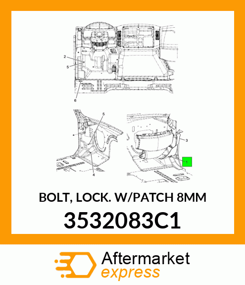 BOLT, LOCK W/PATCH 8MM 3532083C1