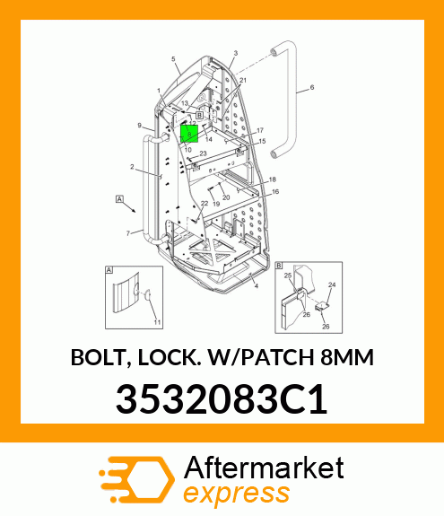 BOLT, LOCK W/PATCH 8MM 3532083C1