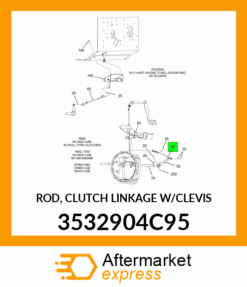 ROD, CLUTCH LINKAGE W/CLEVIS 3532904C95