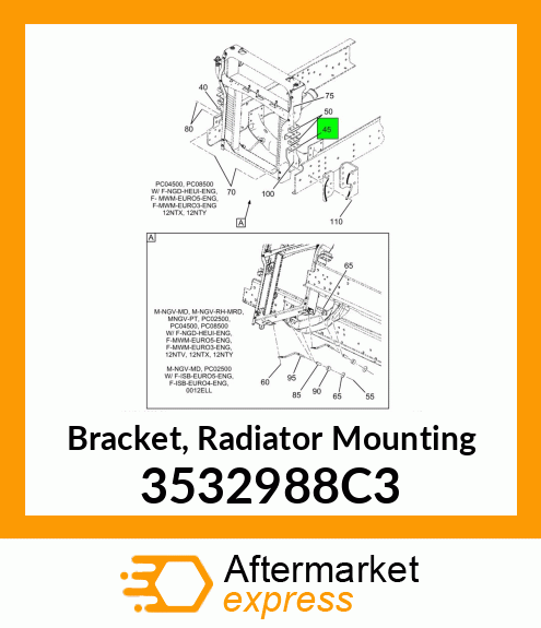 Bracket, Radiator Mounting 3532988C3