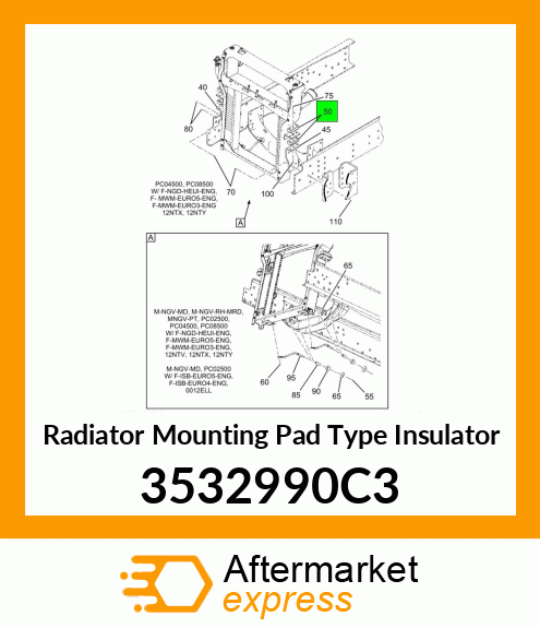 Radiator Mounting Pad Type Insulator 3532990C3