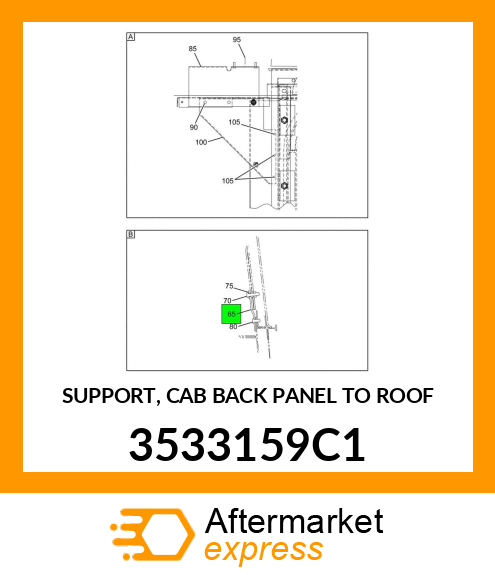 SUPPORT, CAB BACK PANEL TO ROOF 3533159C1