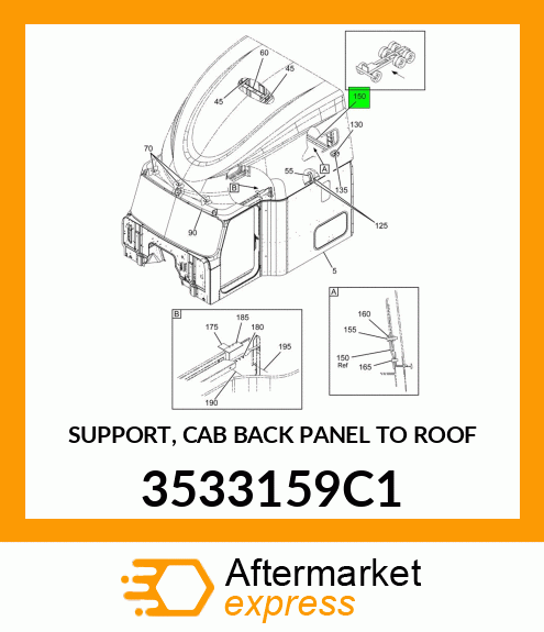 SUPPORT, CAB BACK PANEL TO ROOF 3533159C1