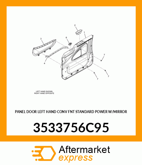 PANEL DOOR LEFT HAND CONV FNT STANDARD POWER W/MIRROR 3533756C95